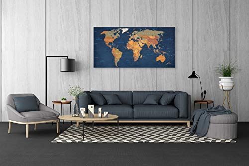 Blue World Map Wall Art Abstract Prints Paintings On Canvas Contemporary Home Decor Artwork Pictures For Office Decorations #TOP2