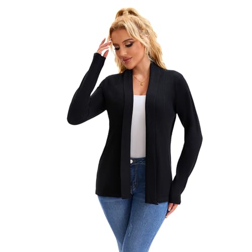 Women’s Open Front Cardigan, Soft Knit Ribbed Long Sleeve Sweater for Work Casual Travel Daily Outfits3