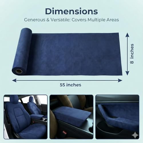 Image of Suede Fabric Wrap - Self Adhesive Film Sticker 8 x 55 Inches Silky Decal Sheet for Car Interior Furniture Upholstery DIY Elastic Stretch Peel and Stick Navy