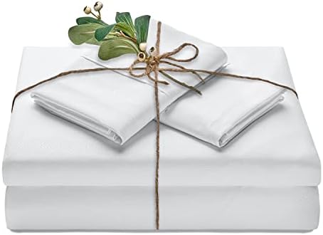 Chanasya Embossed White Queen Size Bed Sheets Set 4-Piece - Soft Stripe Diamond Pattern 1 Flat Sheet 1 Fitted Sheet 2 Pillowcases - Wrinkle Stain Resistant - Luxurious Microfiber Sheet - White - Queen