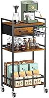 Housolution 4-Stufiger Mobiler Kaffeebar-Schrank mit Stauraum, Kaffeestation-Organisator mit 2 K-Tassen-Schubladen für Nespresso Vertuo, Kaffee-Barwagen für Haus, Küche, Wohnzimmer (Weiß + Grau)