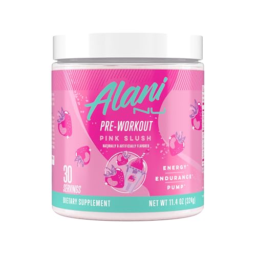 Alani Nu Pre Workout Powder Pink Slush Amino Energy Boost Endurance Supplement Sugar Free 200mg Caffeine L-Theanine Beta-Alanine L-Citrulline 30 Servings