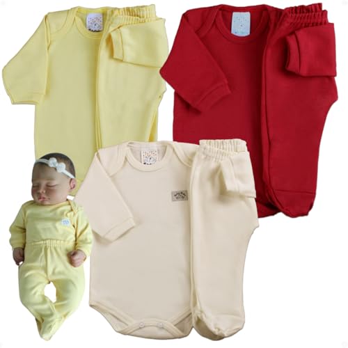 Roupa de Bebê Body Manga Longa Mijão Prematuro Tamanho Unico Recém Nascido Menino Menina 100% Algodã