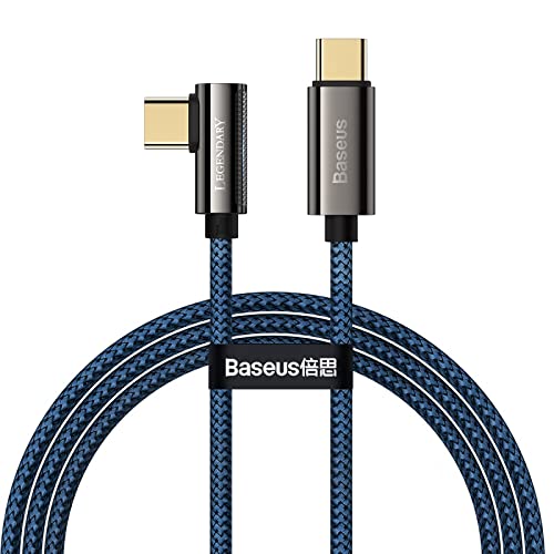 Image of Baseus Legend Series Elbow Fast Charging Compatible Data Cable USB Type-C to Type-C | Right Angle 90 Degree Cable |100W 2m Blue