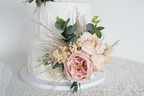 Set de dos toppers florales para pastel de boda miniatura 5