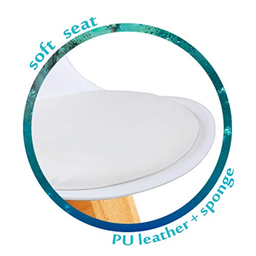 Gotminsi Set Of 2 Modern Style Chair Dining Chairs, Shell Lounge Plastic Chair With Natural Wood Legs (White) #TOP7