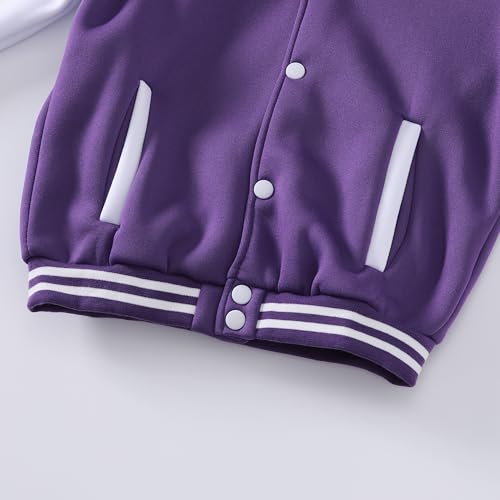 Kids Varsity Jacket Girls Boys Baseball Jacket Bomber Coat School Uniform with Pocket3