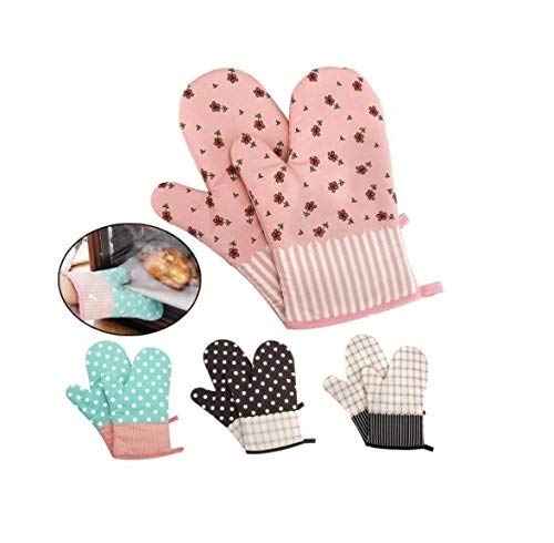 Asier 2 Pc Pack Cotton Thick Double Oven Gloves Heat Resistant Padded Insulated Mitts (Assorted Designs)