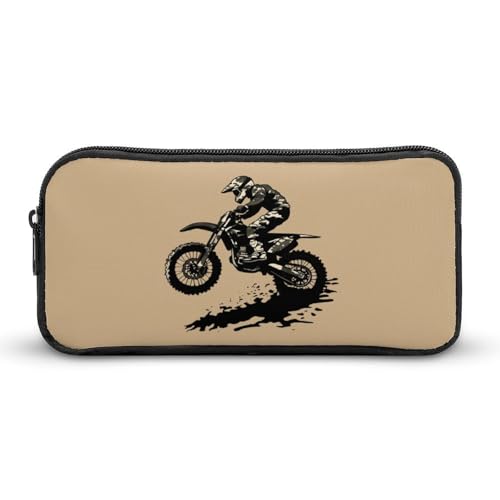 Estuche para lápices de motocross, motocross, motocross, carreras, camuflaje, bonito estuche para bolígrafos, cosméticos, organizador para viajes y oficina