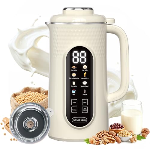 10 in 1 Nut Milk Maker Machine 42oz IMD Screen Almond Milk Maker Soy Milk Maker with Self-Cleaning Delay Start Keep Warm Boil Water Automatic Plant-Based Milk Maker for Soybean Oat Coconut