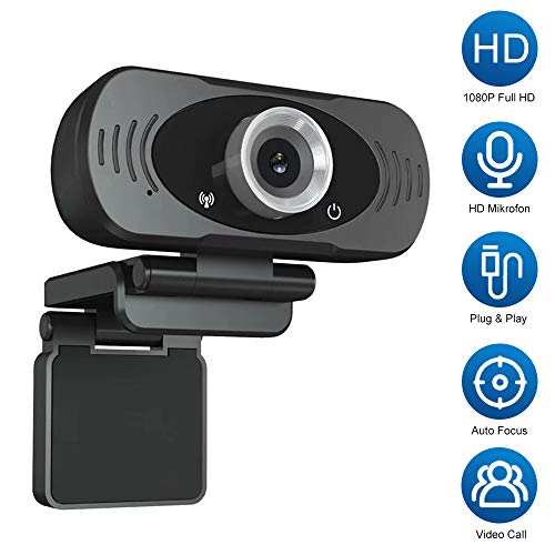 Hongtianyuan Webcam 1080P,USB 1080P Webcam con Micrófono, Full HD PC Cámara Web,Plug and Play,para Videollamadas,Clase en línea, Conferencias,Juegos.