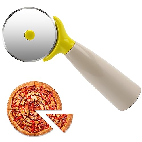 Kitchen Pizza Cutter Wheel, 7.4 inch, Cute Green Finger Protection Pizza Slicer, Sharp Stainless Steel Slicer.