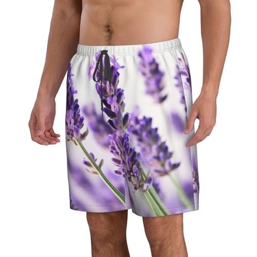 Men's Swim Trunks Quick Dry Board Shorts Mens Bathing Suit Swimsuits Lavender Flower Beach Shorts with Pockets3