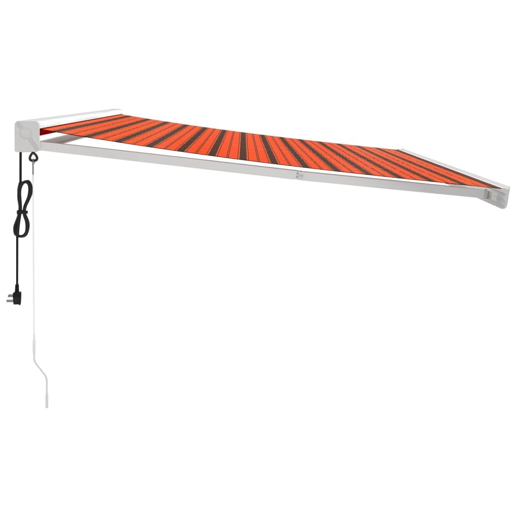 Wysuwana markiza przeciwsłoneczna z silnikiem/ręcznym zadaszeniem na patio, na zewnątrz, osłona balkonu, pomarańczowo-brązowa, 4 x tkanina aluminiowa, idealna na taras i ochronę ogrodu