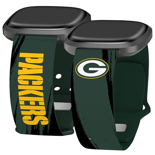 Game Time Green Bay Packers HD Paint Stripe Watch Band Compatible with Fitbit Versa 3 & Sense 1 (20mm Short)