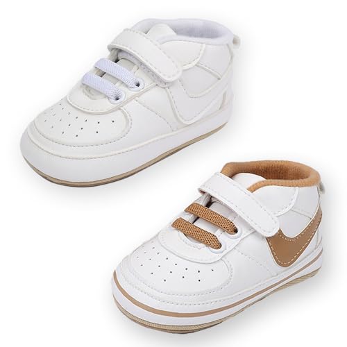Image of Clowora Unsex Baby Shoes Boys Girls Infant Sneakers Non-Slip Soft Rubber Sole Toddler Crib First Walker Lightweight Shoes