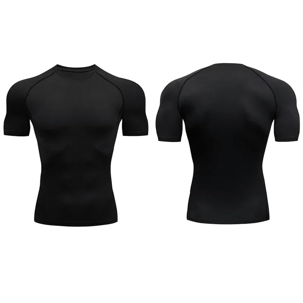 DYRBF - Camiseta de compresión para hombre, secado rápido, para fútbol, fitness, gimnasio, deporte, manga corta, transpirable