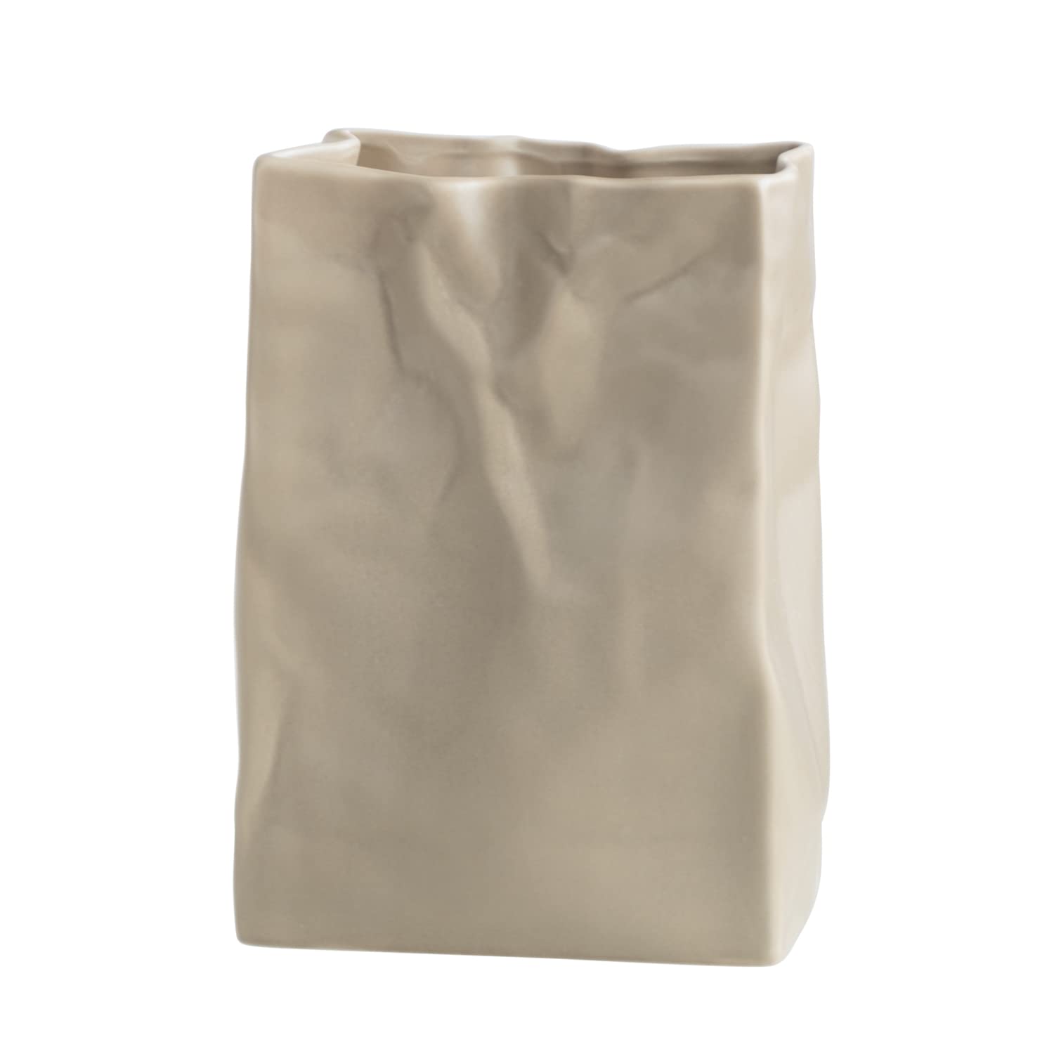 WENSHUO Crinkle Paper Bag Shape Ceramic Vase