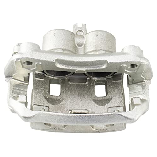 Image of TRQ Front Brake Caliper Set Zinc Coated Brackets Hardware Compatible with 2005-2021 Nissan Frontier 2005-2012 Pathfinder 2005-2015 Xterra