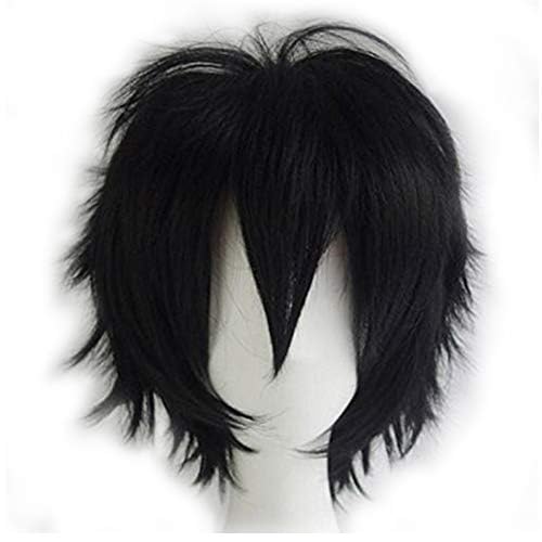 Benehair Short Cosplay Wigs Unisex Short Spiky Layered Anime Cosplay Wigs Fluffy Fashion Black Wiglets for Men Women Cosplayer Synthetic Straight for Halloween Party - Image 2