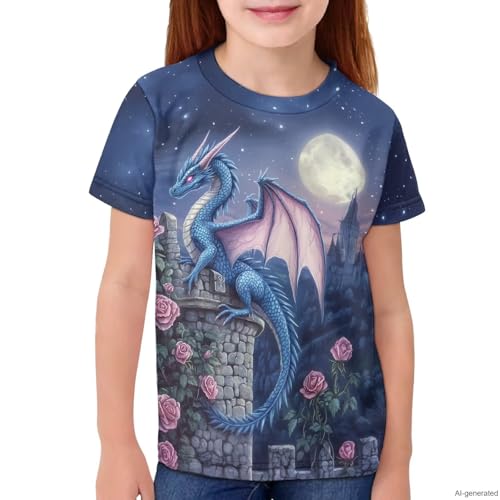Image of WELLFLYHOM Kids Tshirts Girls Boys Short Sleeve Crewneck Tees Shirts Casual Sport Pullover Tops Size 3-16 Years