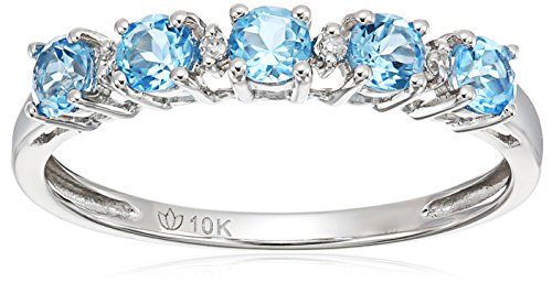 10k Yellow Gold Pink Tourmaline and Diamond Accented Stackable Ring, Size 7