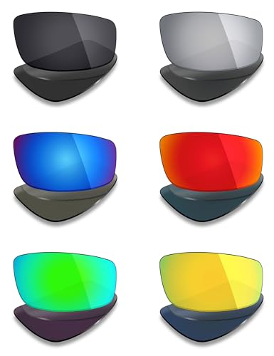 Mryok 6 Pairs Polarized Replacement Lenses for Spy Optic Griffin Sunglass - Stealth Black/Fire Red/Ice Blue/Silver Titanium/Emerald Green/24K Gold