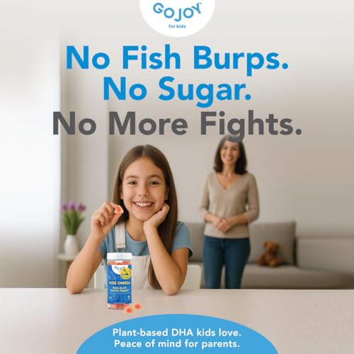 GOJOY Kids Omega 3 DHA Gummies – No Fish Burps, No Sugar – Brain, Eye & Immune Support – Plant-Based Omega-3 from Algae – Vegan, Clean DHA for Toddlers, Children & Kids Ages 3+ - Image 5