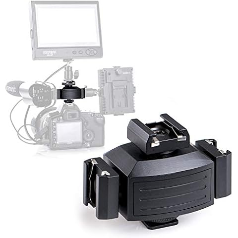Pro Triple Shoe Mounts for Camera, Micnova MQ-THA Aluminium Alloy Adapter for Lights, LED Monitors, Microphones, Audio Recorder & Studio Flash Bracket Video Camera (Balck) Cover