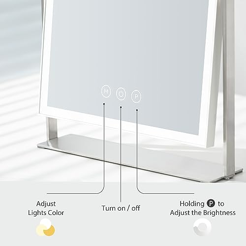 NEZZOE Rechargeable Makeup Mirror for Dressing Table 3 Color Light, 35cm Square LED Vanity Mirror with Light - Image 2