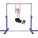 COSTWAY Barra Horizontal de Gimnasia para Niños Barra para Entrenamiento Altura Ajustable Carga hasta100kg (Violeta)