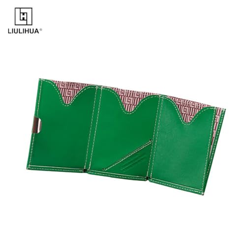 Image of LLH Leather Trifold Wallet - RFID Blocking with Stainless Steel Locking Clip Wallet, Minimalist Front Pocket RFID Blocking Credit Card Holder (grenn-c)