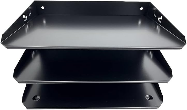 Huron Desktop Horizontal 7-Slot File Binder Organizer Storage Letter Tray, Black Commercial Grade Steel