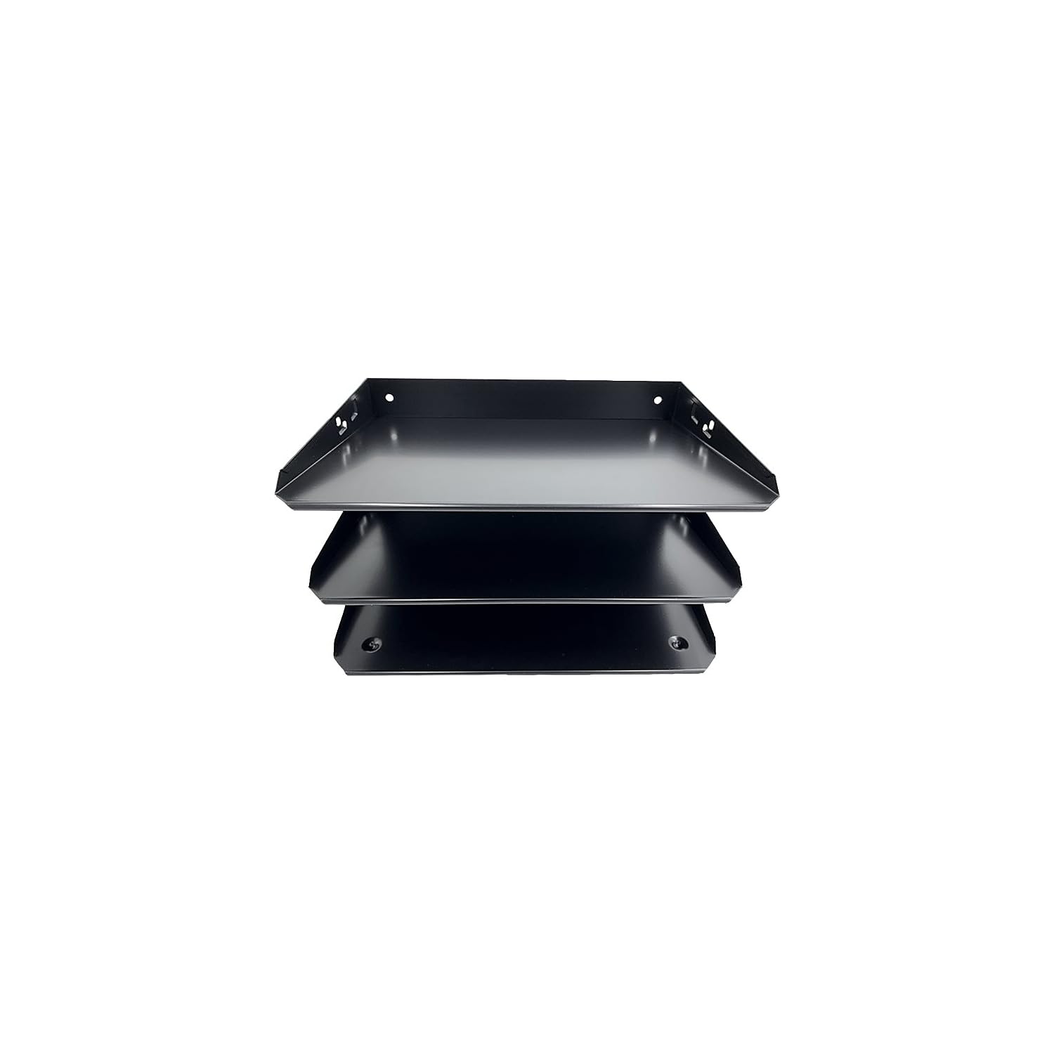 Huron Poziomy organizer na biurko ze stali z 3 otworami, czarny
