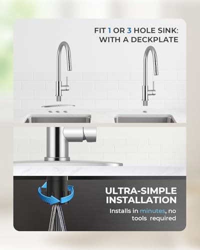 Image of WEWE Kitchen Faucet with Pull Down Sprayer, Polished Chrome SUS304 Stainless Steel Kitchen Sink Faucets, High Arc Single Handle Faucet for Kitchen Sink, Commercial Modern Farmhouse RV Utility Faucet