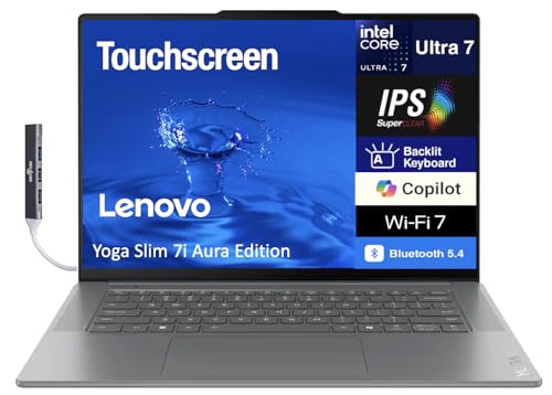 Lenovo Yoga Slim 7i Aura Edition Copilot + Laptop 15.3' Touchscreen IPS 2.8K Display (Intel Ultra 7-258V, 32GB LPDDR5X, 1TB SSD, Intel Arc 140V, Backlit KB, Win 11 Home) w/DKZ USB Port Expander