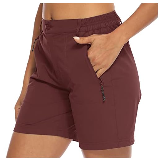 donhobo Womens Golf Walking Shorts,Ladies Hiking Quick Dry Lightweight Outdoor Stretch Shorts with Zip Pockets, Red, XXL