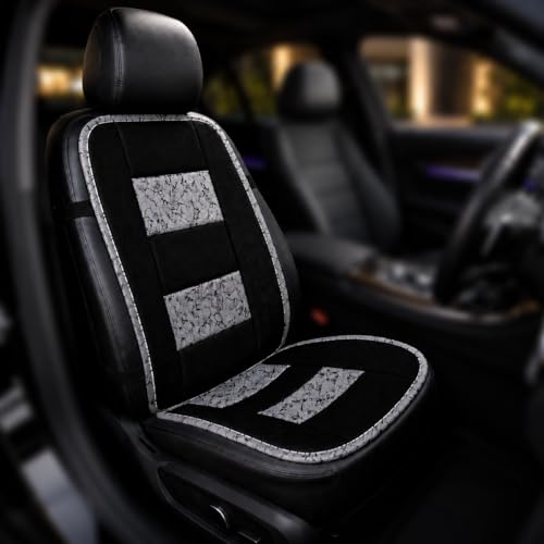 Image of AutokraftZ 2-in-1 UV-Resistant Car Seat Cover Mat, Breathable Anti-Slip Seat Protector Cushion Grey, Universal Fit Front & Bottom Seat Cover for Car, SUV & Truck with Multi Layer Padding for Comfort