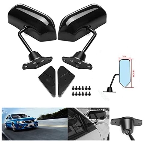 HUIMIN Complete Wing Mirrors Universal Car Racing Mirror Classic Retro Door Wing Side Mirror Rearview Mirror California Style Car Accessories Car Parts (Color : Black) Cover