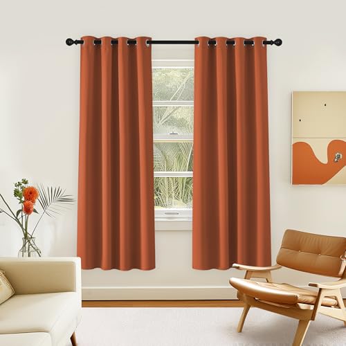 NICETOWN Room Darkening Curtain for Living Room - Energy Saving Thermal Insulated Grommet Room Darkening Curtain/Drape for Bedroom (1 Panel, 46 by 72, Burnt Orange)