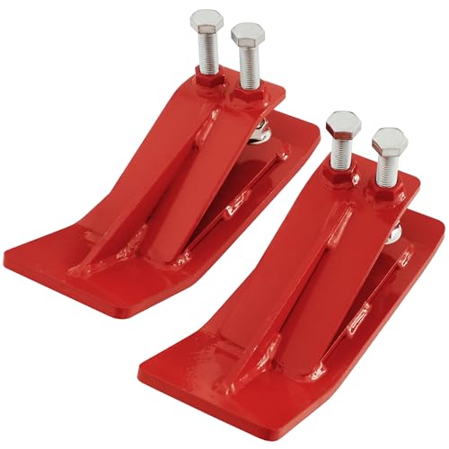 BDI Wear Parts 2PCS Tractor Bucket Protector Heavy Duty Ski Edge Protector Upgraded Version with Double Lock Nuts & Bolts Compatible with Tractor and Skid Steer(Red)