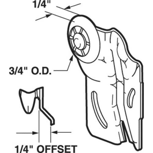 Slide-Co 16224-F 1/4 In. Offset, 3/4 In. Front Closet Door Roller, Cox Doors (2 Pack)