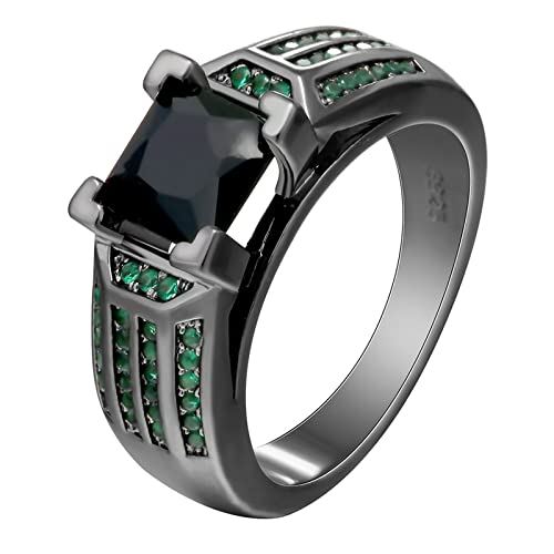 Bague de mariage lisse pour femmes : éclat de la zircone cubique noire et verte