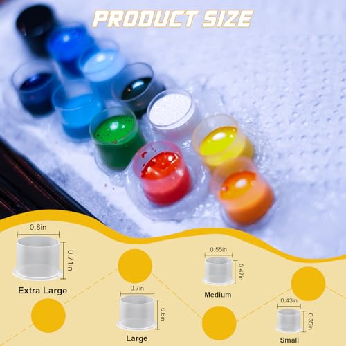 Image of 1000Pcs Large Tattoo Ink Caps with Base #17mm | Disposable Tattoo Ink Cups Plastic Tattoo Cups for Pigment for Organized Workflow Tattoo Supplies for Artists & Studios