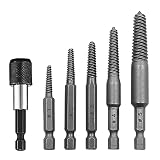 Kigauru 6Pcs Damaged Screw Extractor Set Steel Screw Remover 1/4 Inch Hex Shank Fine Thread Bad Scre