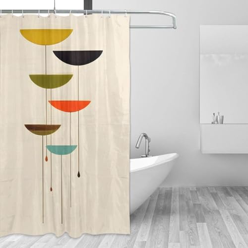 Rideau de douche imprimé milieu du siècle avec œillets inoxydables 183cm