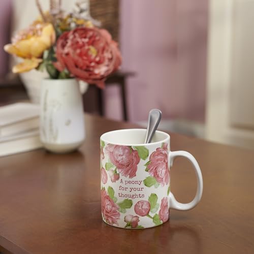 Taza de café de gres 18oz con diseño floral doble cara miniatura 5