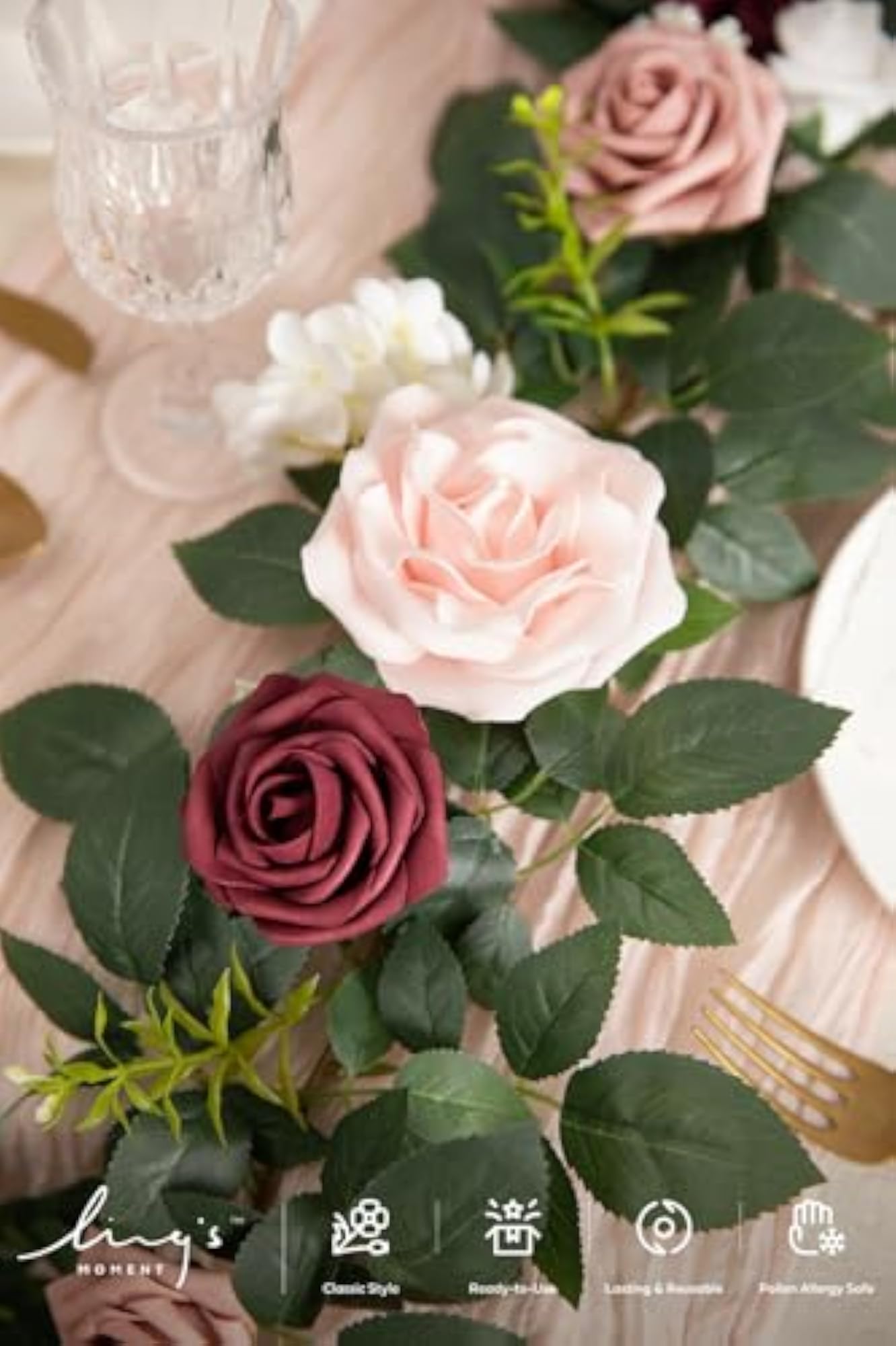 Ling's Flower Garland, 5FT Eucalyptus & Rose