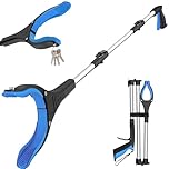 Litter Picker Grabber Stick, Foldable Long Reach Grabber Tool for Elderly, Disabled, Adults and Mobility Aid, with Magnetic Tip for Rubbish Picker and Trash Pick Up, 91cm/36 Inch (BlueSilver)