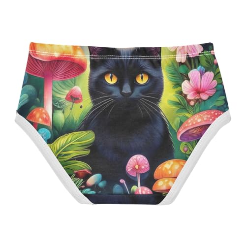 Black Cat Flowers Cute Panties Girl Toddler Girls Underwear Cotton Print Underpants Briefs 2t2